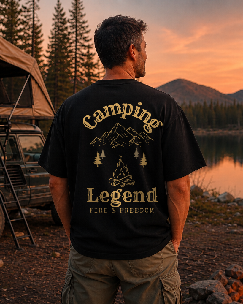 Fire & Freedom – Unisex Oversize T-Shirt Black – Rückenmotiv