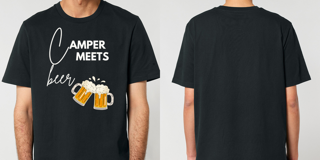 Camper Meets Beer – Unisex T-Shirt Camping Vibes – Frontansicht