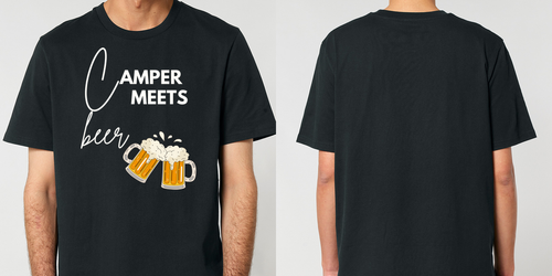 Camper Meets Beer – Unisex T-Shirt Camping Vibes – Frontansicht