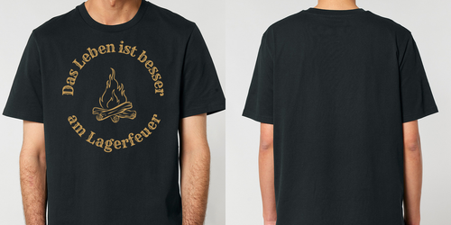 Das Leben ist besser am Lagerfeuer – Unisex T-Shirt Camping Vibes – Frontansicht