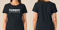 Camper – Damen Tailliertes T-Shirt Camping Vibes – Frontansicht