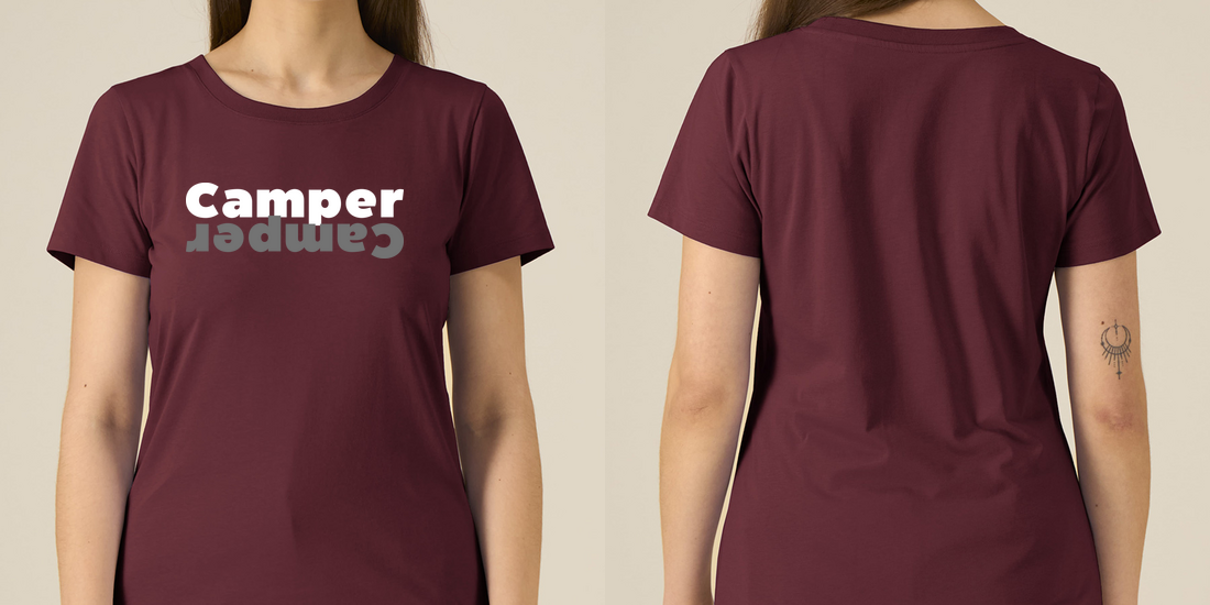 Camper – Damen Tailliertes T-Shirt Camping Vibes – Ansicht 3