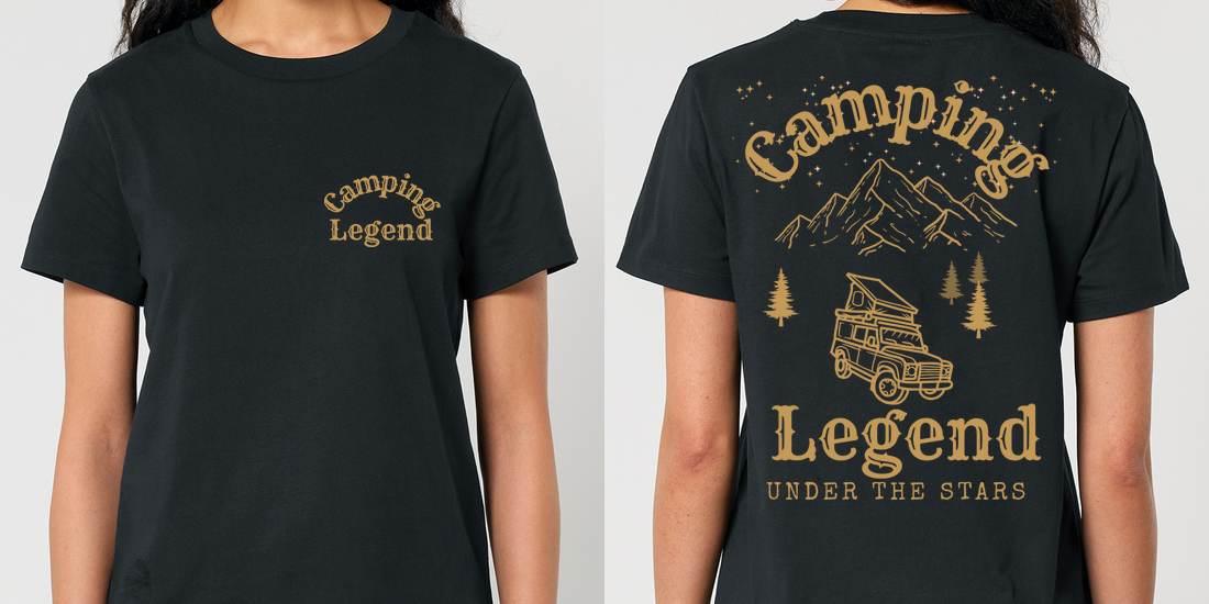 Under The Stars Offroader – Damen T-Shirt Camping Legend – Frontansicht