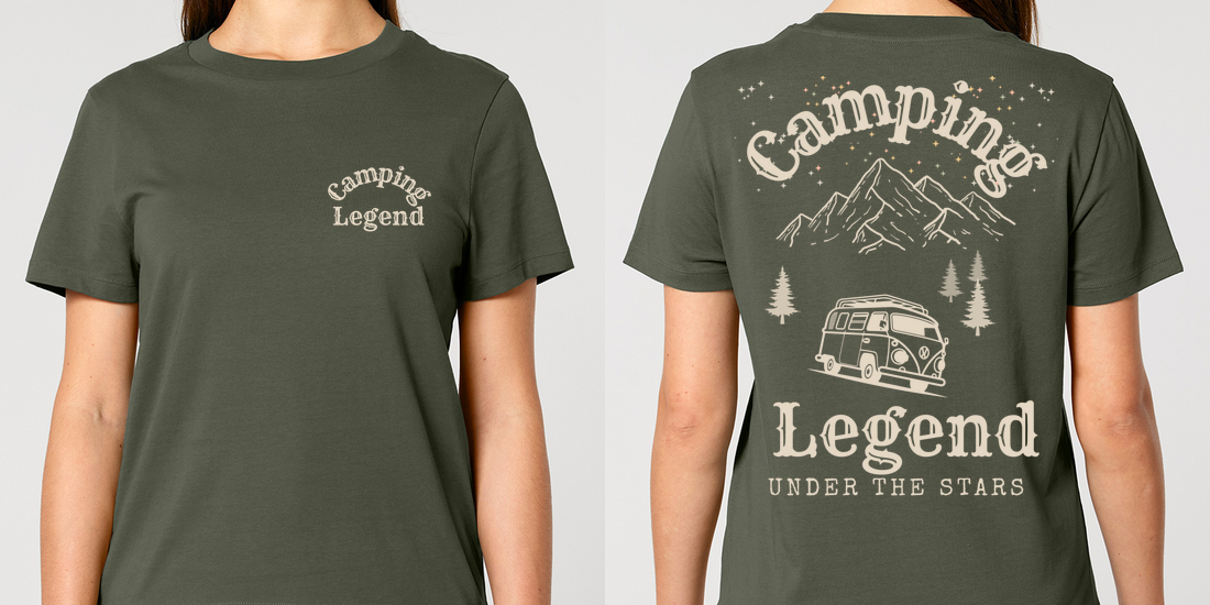 Under The Stars Van – Damen T-Shirt Camping Legend – Ansicht 2