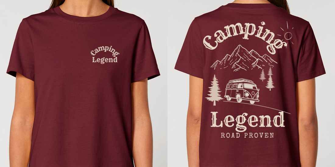 Road Proven Van – Damen T-Shirt Camping Legend – Ansicht 3