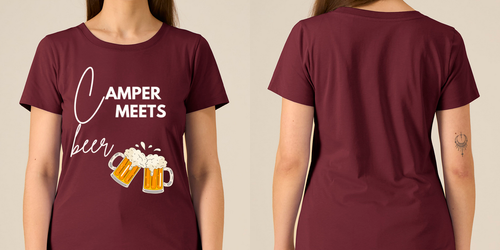 Camper Meets Beer – Damen Tailliertes T-Shirt Camping Vibes – Ansicht 2