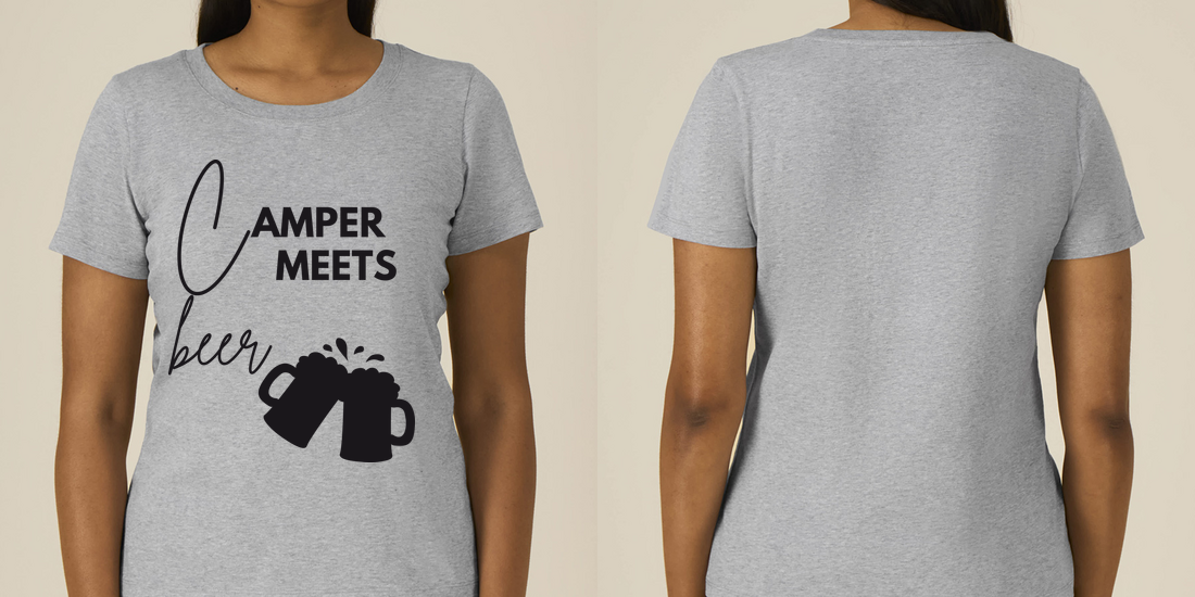 Camper Meets Beer – Damen Tailliertes T-Shirt Camping Vibes – Ansicht 4