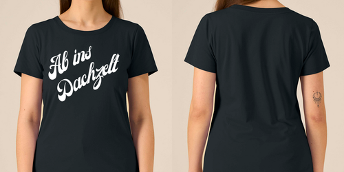 Ab ins Dachzelt – Damen Tailliertes T-Shirt Camping Vibes – Frontansicht