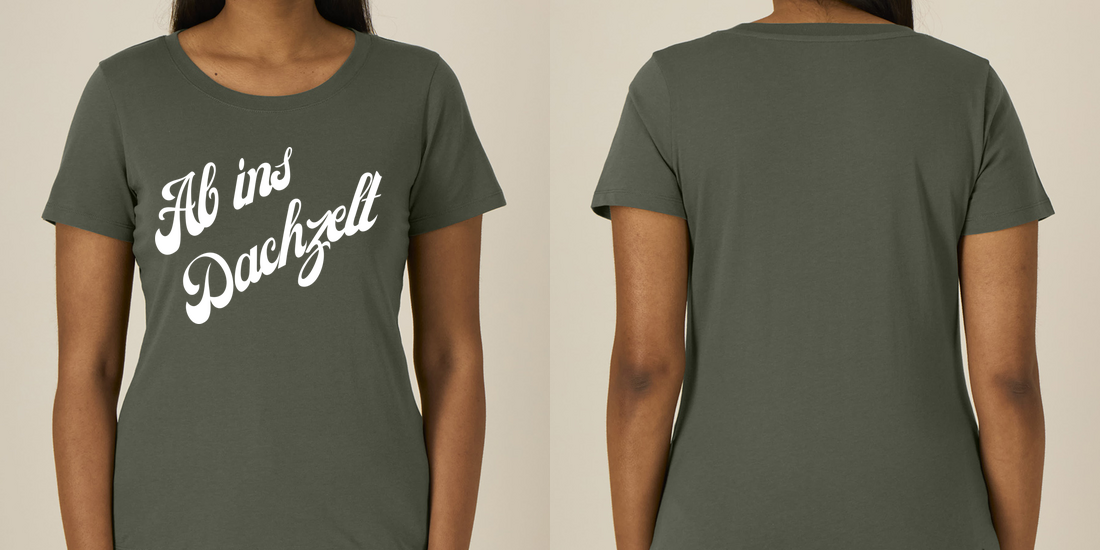 Ab ins Dachzelt – Damen Tailliertes T-Shirt Camping Vibes – Ansicht 3