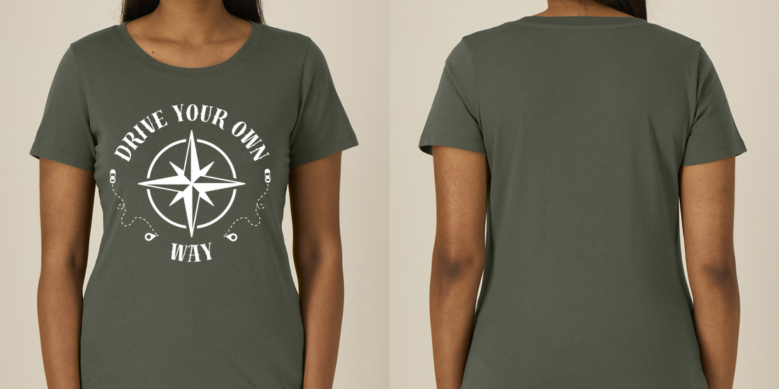 Drive Your Own Way – Damen Tailliertes T-Shirt Camping Vibes – Ansicht 3