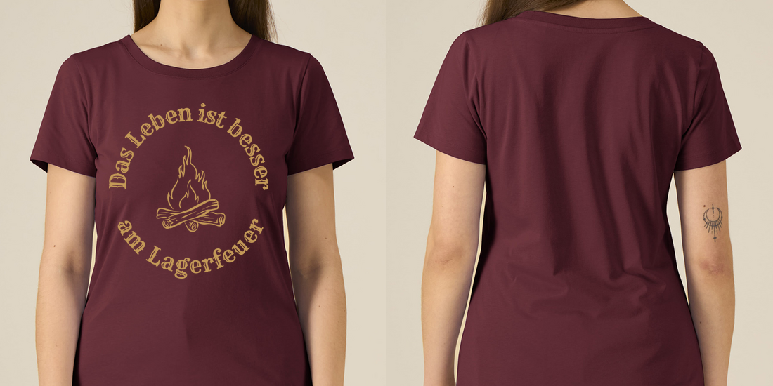 Das Leben ist besser am Lagerfeuer – Damen Tailliertes T-Shirt Camping Vibes – Ansicht 2