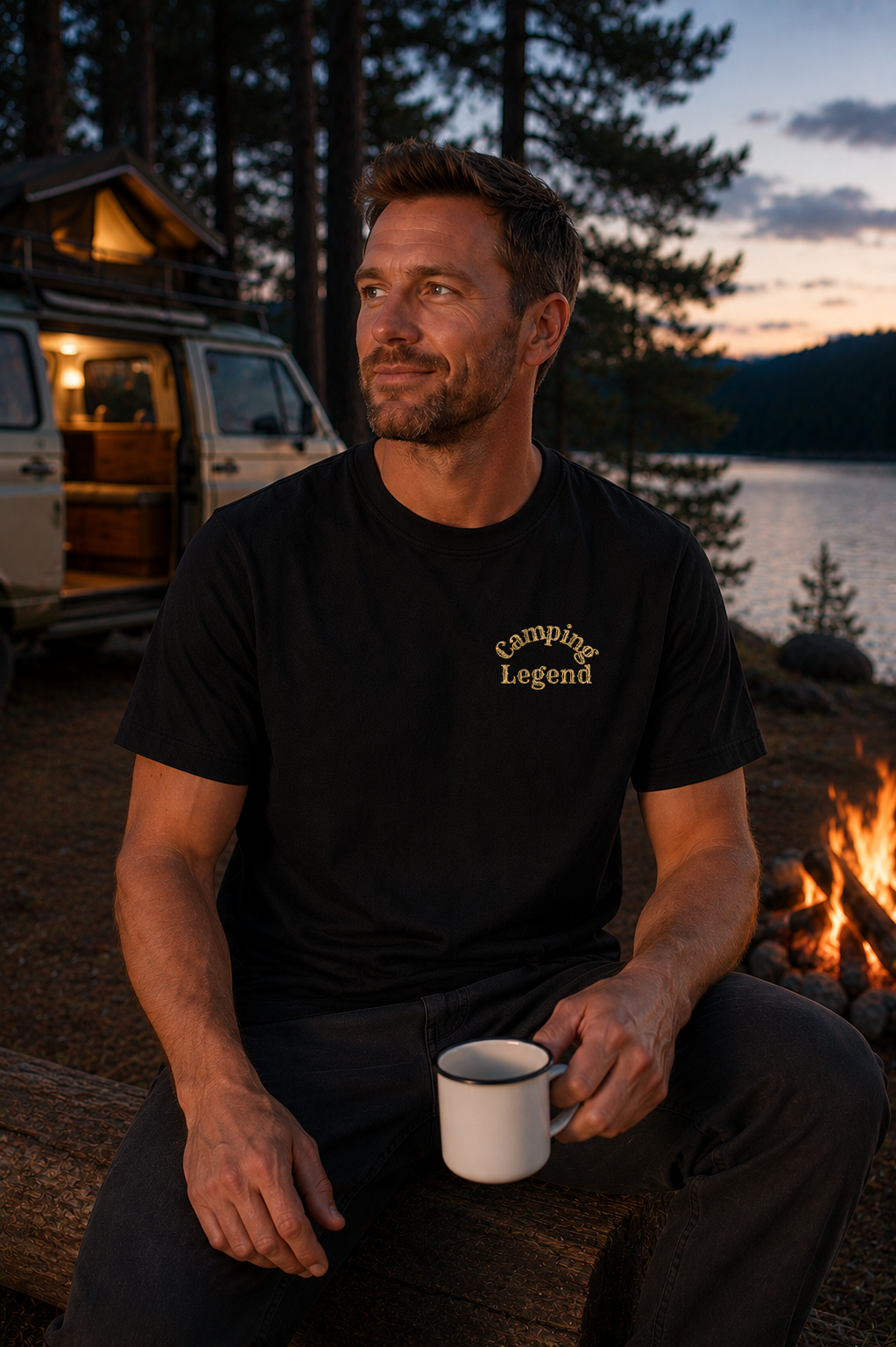 Under The Stars Trailer – Unisex T-Shirt Classic Black – Modell Vorderansicht