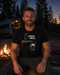 Camper Meets Prosecco – Unisex T-Shirt Camping Vibes Black – Vorderansicht