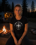 Drive Your Own Way – Damen Tailliertes T-Shirt Camping Vibes Black – Modell