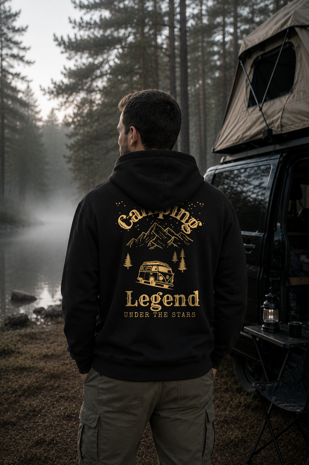Under The Stars Van – Unisex Premium Hoodie Black – Modell Rückenansicht